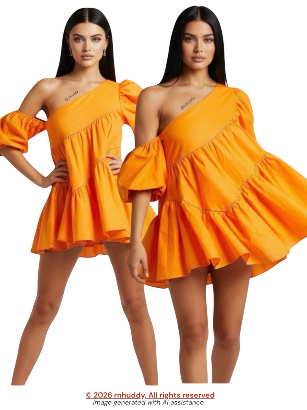Showpo. size 12 orange asymmetrical shoulder cotton linen mini dress